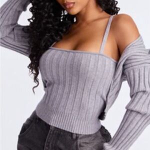 Fashion Nova Off-the-Shoulder Gray Sweater